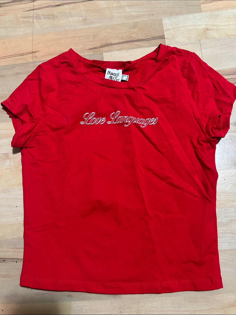 Princess Polly Red 'Love Languages' Short Sleeve Tee